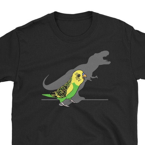 T-rex Green Budgie T-Shirt, Funny parrot doodle Tee, Birb memes apparel, Budgerigar Parrotlet Clothing, Parakeet clothes