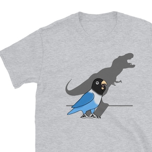 T-Rex Blue Masked Lovebird T-Shirt, Funny Parrot owner Tee, Cute Bird Lover Apparel, Birb memes clothes, DInosaur lovebird clothing