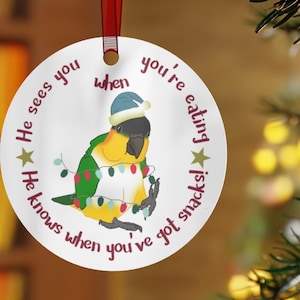 Male Black Headed Caique Metal Ornament, Unique Caique Christmas Tree decoration, Caique Keepsake, Parrot Christmas Gift