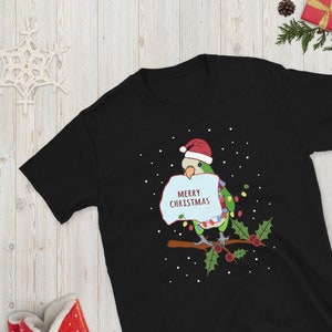 Merry Christmas! Green quaker parrot T-shirt, Birb memes Christmas, Monk parakeet owner gift idea
