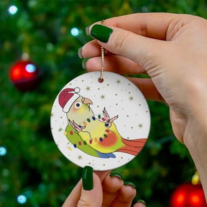 Pineapple Conure Ceramic Christmas Ornament, Parrot Decoration
