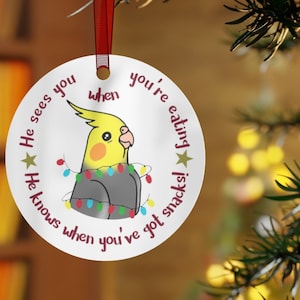Cockatiel Metal Ornament, Parrot Christmas Tree decoration, Cockatiel Keepsake, Parrot Christmas Gift