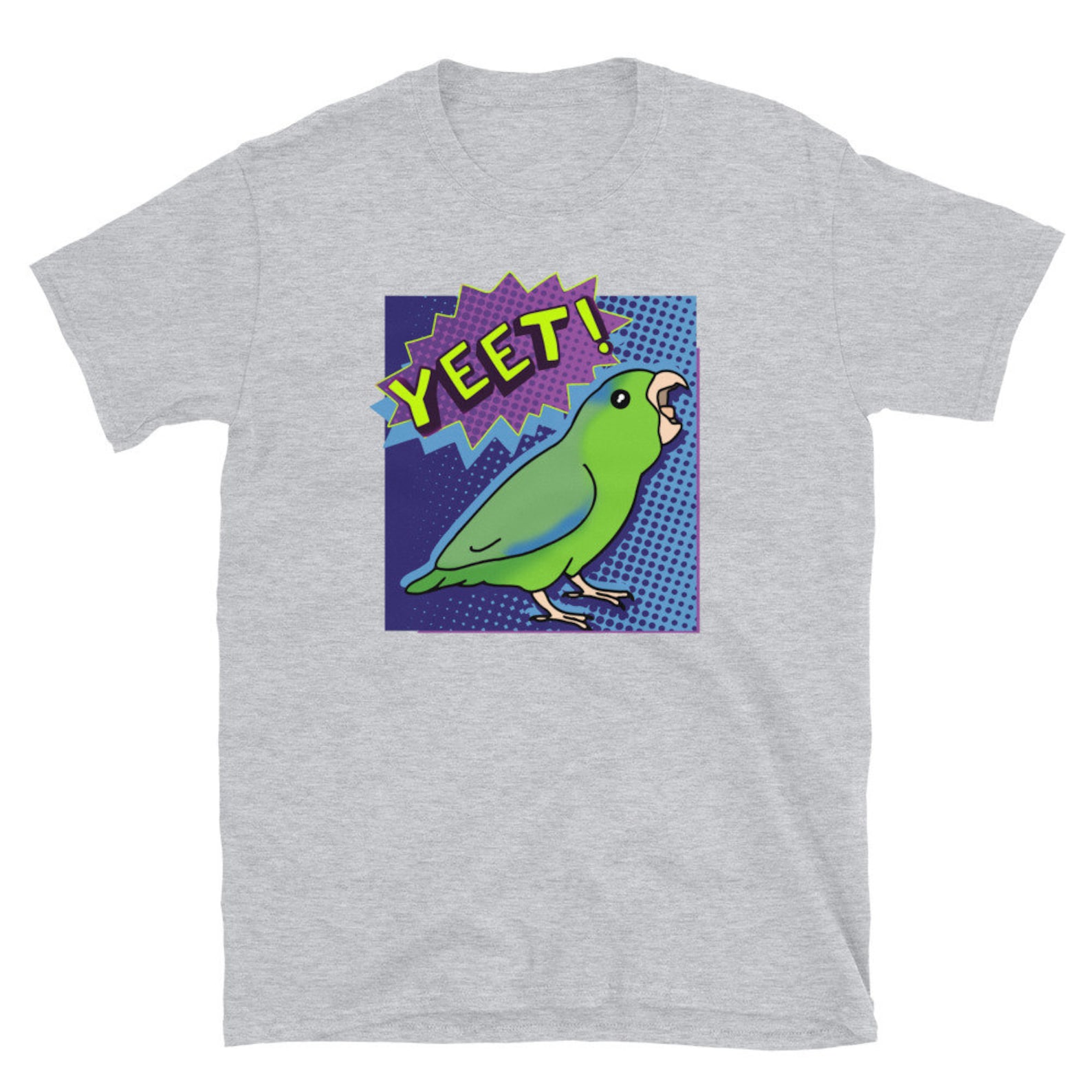 Picture Idea: Green Parrotlet Screaming Yeet T Shirt Parrot Lover Tee