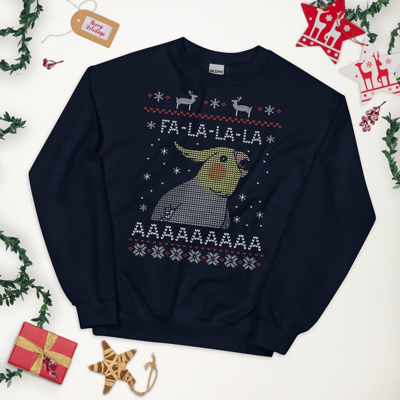 FA LA LA Ugly Christmas Cockatiel Sweatshirt,Parrot lover clothes, Birb memrch, Cockatiel christmas gift idea