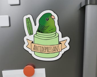 Antidepressant Green Lineolated Parakeet Magnet