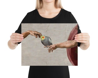 Michelangelo Cockatiel Art Poster: Parrot Lover Home Decor