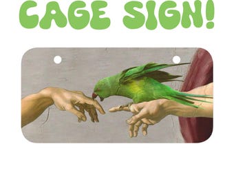 Michelangelo Green Indian Ringneck Metal Sign: Cage decoration