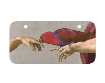 Michelnagelo Female Eclectus Metal Sign: Cage decoration