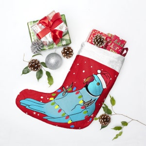 Blue Parrot Christmas Stocking: Festive Bird Owner Gift