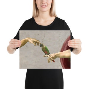 Michelangelo Conure Poster, Creation of a Conure Art, Parrot owner gift idea, Bird lover home decor