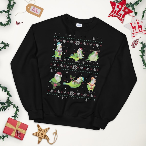 Groene Quaker Lelijke Kerst Sweatshirt Grappige monnik parkiet xmas doodle Birb memes kleding Leuke Papegaai eigenaar cadeau idee kleding Etsy Nederland