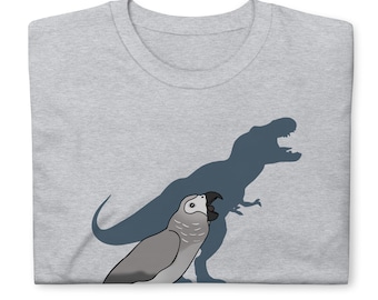 T-Rex African Grey Parrot T-Shirt: Funny Birb Meme Apparel Dinosaur Parrot Tee