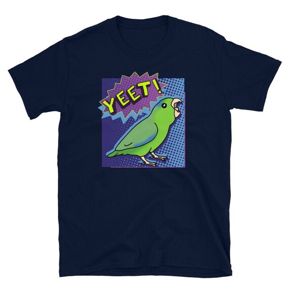 Groene Parrotlet Screaming YEET T Shirt Parrot lover Tee Vogel eigenaar kleding Birb memes kleding Parrot comic stijl kleding Etsy Nederland