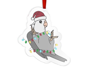 Cockatiel Christmas Ornament: Acrylic Birb Holiday Decoration