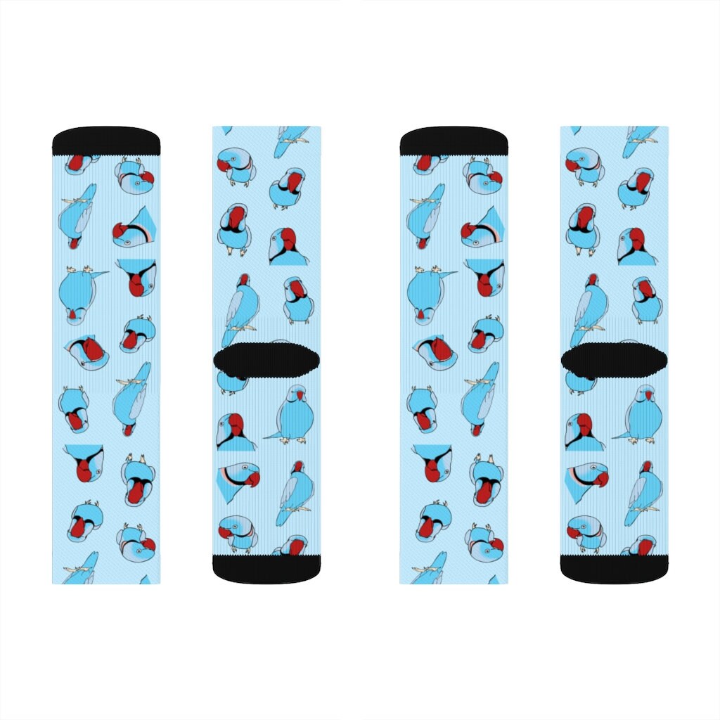 Blue Indian Ringneck Pattern Socks Funny Parrot Sublimation | Etsy