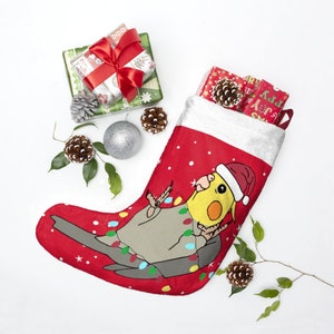 Cockatiel Christmas Stocking: Birb Meme Parrot Owner Gift