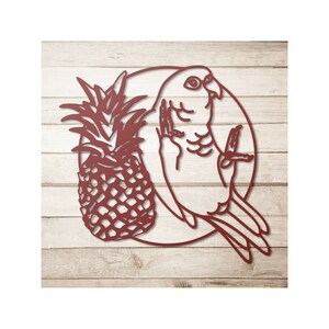 Pineapple Conure Metal Sign, Cute parrot metal decoration, Flower bird metal decor, Conure decoration
