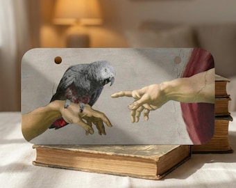 Michelangelo African Grey Parrot Metal Sign: Cage decoration