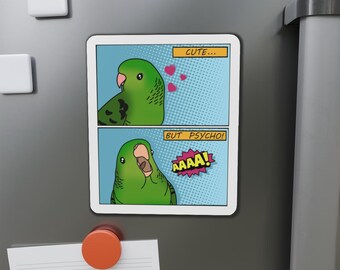 Lineolated Parakeet Magnet: But Psycho Comic Art Vinyl Decal