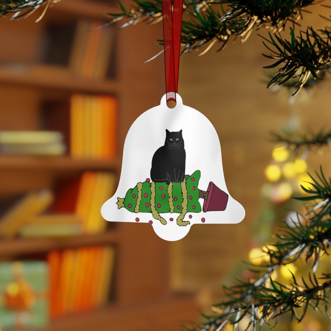 Christmas Cat Metal Ornament, Funny Cat Christmas Tree Decoration