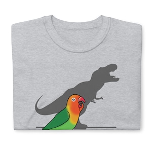 T-rex Fischer&#39;s Lovebird T-Shirt, Funny Parrot owner Tee, Cute Bird Lover Apparel, Birb memes clothes, DInosaur lovebird clothing