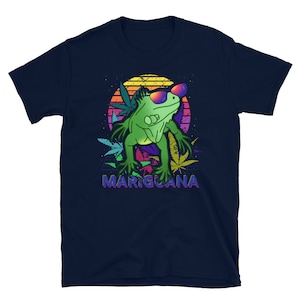 Funny Vaporwave Iguana T-Shirt, Cannabis Lizard Meme Apparel
