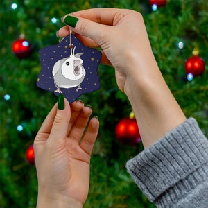Cockatiel Christmas Ornament: White Face Parrot Ceramic Decoration