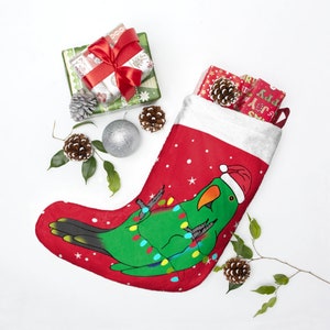Eclectus Parrot Christmas Stocking: Birb Meme Xmas Decoration