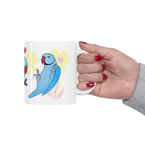 Blauwe RIngneck 11 az Mok, Indiase Ringneck Cute Mug, Bird Lover Gift, Parrot Funny mok, Birb memes Mok, Kawaii Bird Mug
