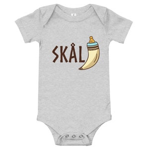 Skal Horn Baby Bodysuit Skål Norse Nordic kid Funny Doodle Clothes Vikings Baby bottle Clothing