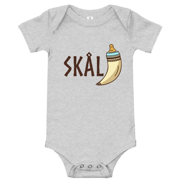 Skal Horn Baby Bodysuit Skål Norse Nordic kid Funny Doodle Clothes Vikings Baby bottle Clothing