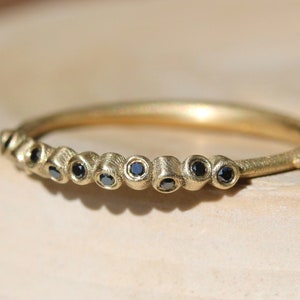 Twisted Black Diamond Ring in 14k Yellow Solid Gold