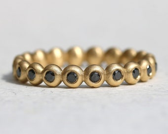 Eternity Bubble Ring Black Diamond in 14K Gold