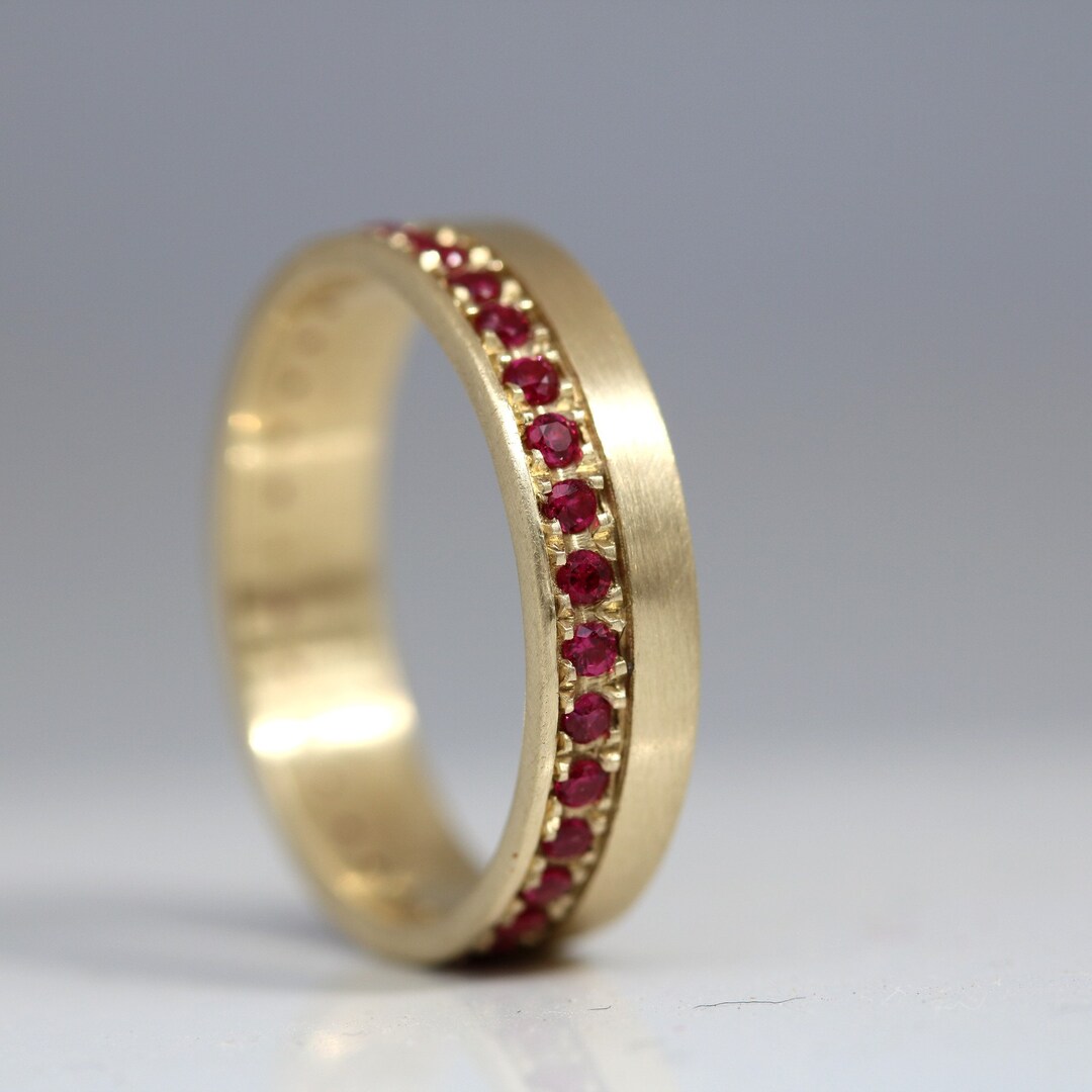 Ruby Pave Eternity Ring in 14k Yellow Gold - Etsy