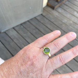 Peridot Ring in 14K Solid Gold, Chunky Gemstone Band Ring image 6