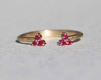 Open Solid Gold Cuff Ruby Ring
