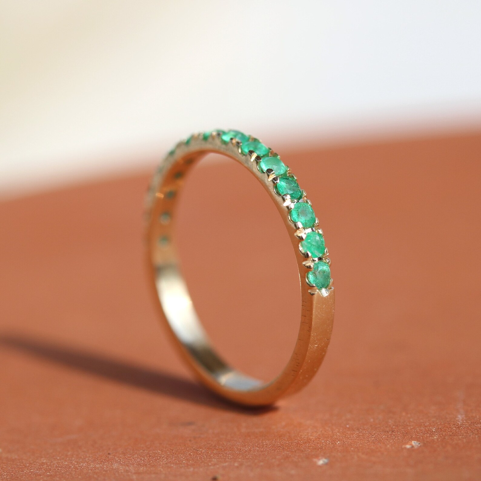 Emerald Eternity Ring Women Matte Finish Etsy Australia
