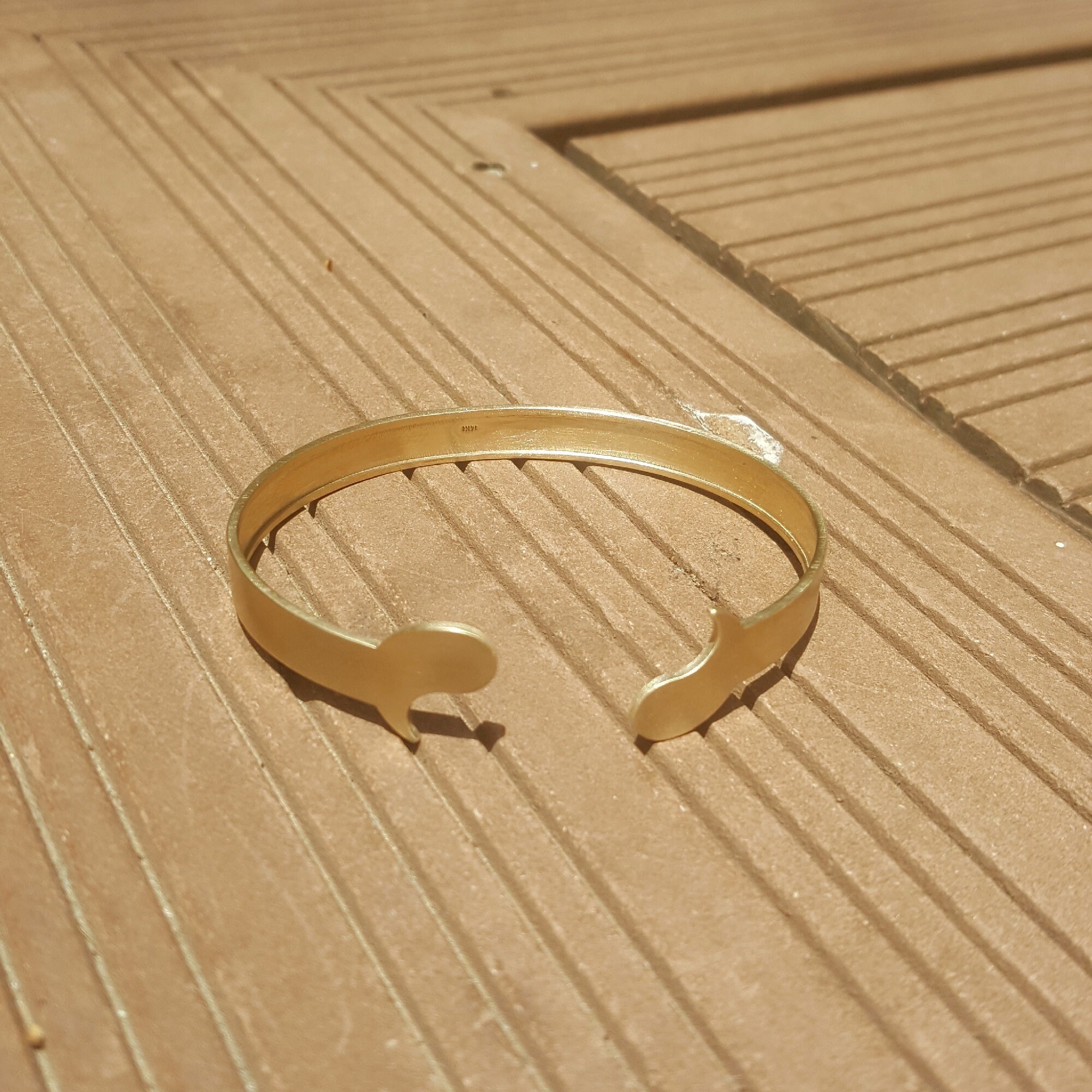 14K Solid Gold Cuff Bracelet Etsy