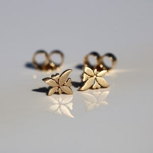 14k Yellow Gold Butterfly Stud Earrings