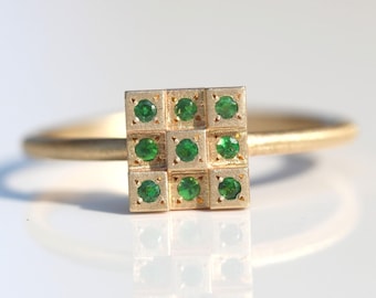 Genuine Emerald in 14K Solid Gold Ring