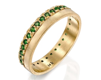 Emerald Eternity Band in 14k yellow gold