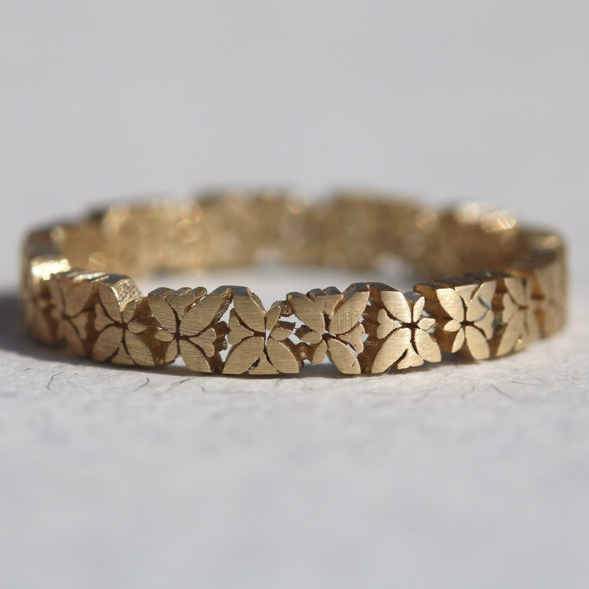 14k Solid Gold Butterfly Ring Etsy