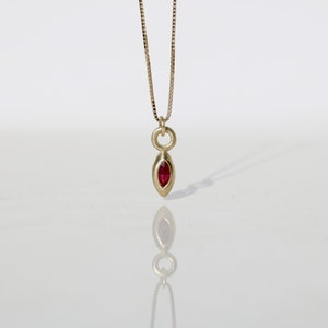Minimalist Ruby Pendant Necklace in 14k Yellow Gold
