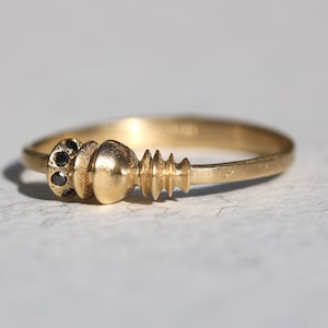 Solid Yellow Gold Ring with Black Diamonds