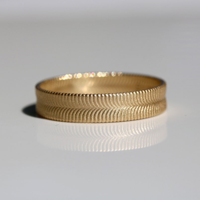 14K Solid Gold Band, Wedding Ring, Matte Finish image 1
