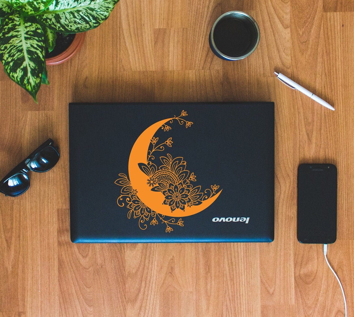 Download Floral Moon Celestial Decal Sticker Perfect for Laptops | Etsy