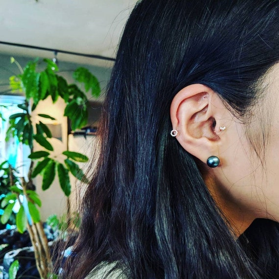 Midnight Blue Natural Pearl Stud Earrings 10 11mm Peacock Black AAA Freshwater Cultured Pearls 925 Sterling Silver Daily Formal Wedding Etsy