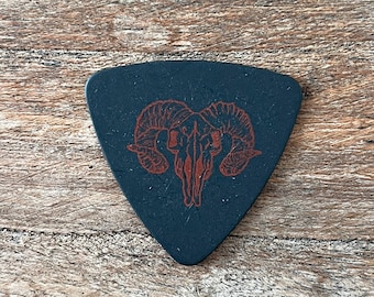 Triangle Black and Red Sheep Skull Guitar Pick | 1.14mm thickness