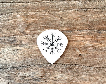 White Jazz III Guitar Pick with Aegishjalmur Print | 1.14 mm thickness