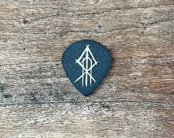 Black Jazz III Guitar Pick with Viking Inspired Rune Print | 1.14 mm thickness